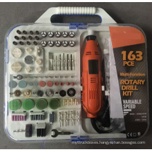 163pcs 135W Portable Hobby Grinder Accessory Set with Flex Shaft Handheld Electric Mini Rotary Tools Kit